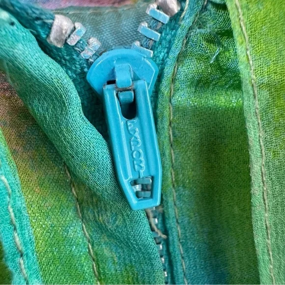 Vintage 60s Irving Nadler Watercolor Shift Dress S/M Green Sleeveless Ruffle Mod - Picture 10 of 12